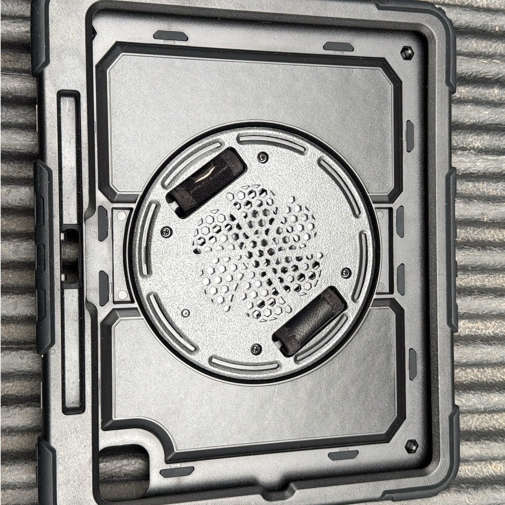 Rugged Gray Tablet Case with Rotating Stand